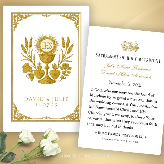 Eucharistie et trois cœurs souvenir de mariage cat