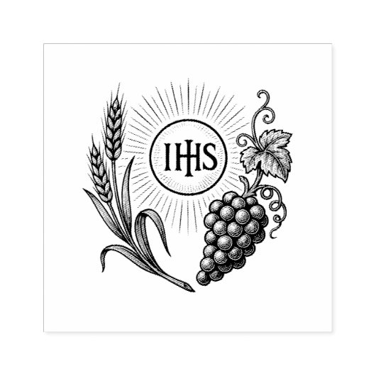 Eucharistie met tarwe en Katholieke druiven Rubberstempel (Afrduk)