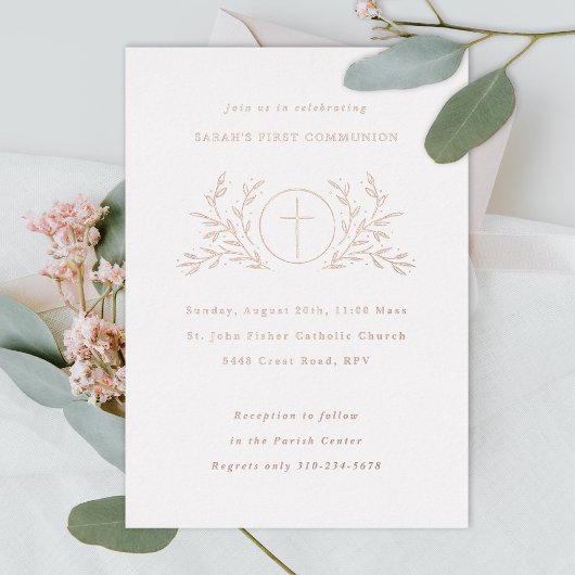 Eucharistisch First Community White Folie Uitnodiging