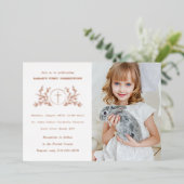 Eucharistisch First Communtion Photo Roos Gold Folie Uitnodiging (Staand Voorkant)