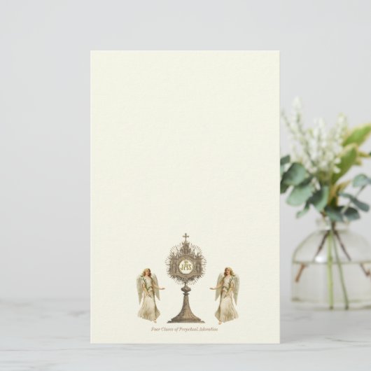 Eucharistisch monstrans met Chalice en Angels Briefpapier (Staand voorkant)