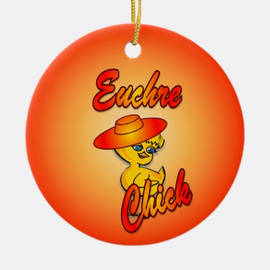 Euchre Chick #5 Keramisch Ornament (Voorkant)