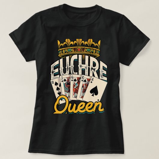 Euchre Koningin Casino Nacht Poker Spades en Mahjo T-shirt (Design voorkant)