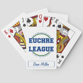 Euchre League Play for Keeps Team personaliseert n Pokerkaarten