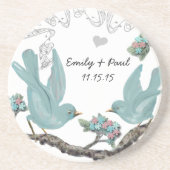 Euck Egg Blue en Roze Tortelduifjes Onderzetters (Voorkant)