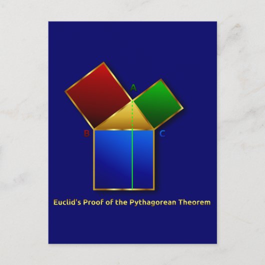 Euclid's bewijs van de Pythagoreaanse Theorem. Briefkaart (Voorkant)