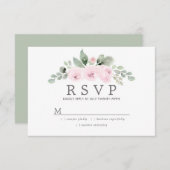 Euclyptus Pink Floral Wedding RSVP (Voorkant / Achterkant)