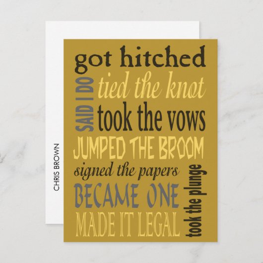 Eufemismen Bruiloft Feestje Uitnodiging Briefkaart (Voorkant / Achterkant)