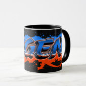 Eugen prénom Graffiti blue Tasse orange (Devant droit)