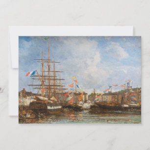 Eugene Boudin - Feest in de haven van Honfleur Bedankkaart