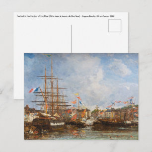Eugene Boudin - Festival in de haven van Honfleur Briefkaart