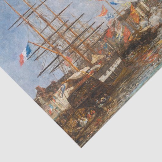Eugene Boudin - Festival in de haven van Honfleur Tissuepapier (Detail)