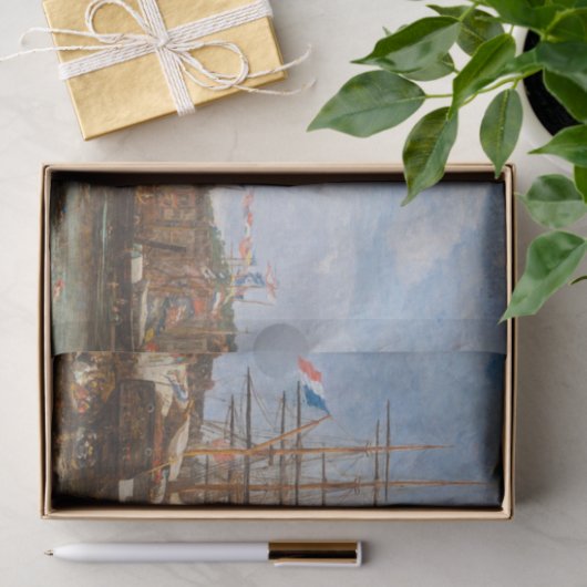 Eugene Boudin - Festival in de haven van Honfleur Tissuepapier (Geschenk)