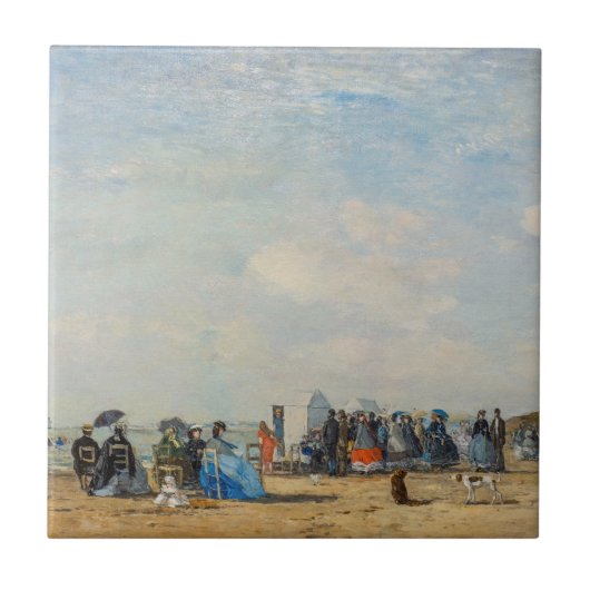 Eugene Boudin - Verzamelen op het strand Tegeltje (Voorkant)