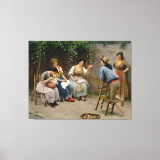 Eugene de Blaas: Het hofmaken - 16K Fine Art Rust Canvas Afdruk
