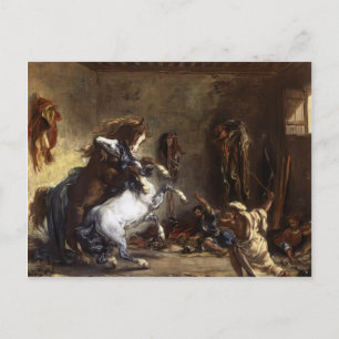 Eugene Delacroix - Arabische paarden vechten in ee Briefkaart