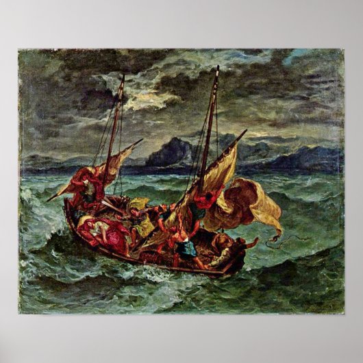 Eugene Delacroix - Christus in het Zee van Galilea Poster (Voorkant)
