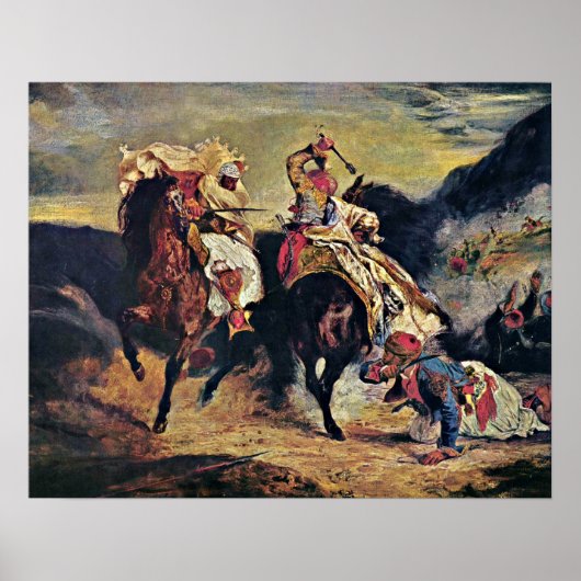 Eugene Delacroix - Combat of Giaour and Pasha Poster (Voorkant)