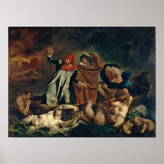 Eugene Delacroix - Dante en Virgil in de hel Poster (Voorkant)