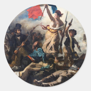 Eugene Delacroix - De Vrijheid Leidt het Volk Ronde Sticker