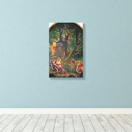 Eugene Delacroix - Jacob worstling met engel Canvas Afdruk (Insitu (Houten vloer))