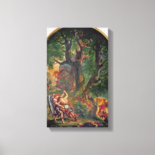 Eugene Delacroix - Jacob worstling met engel Canvas Afdruk (Voorkant)