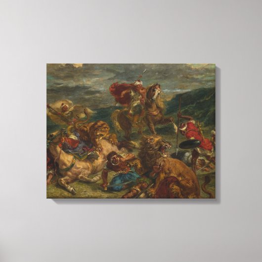 Eugene Delacroix - Lion Hunt Canvas Afdruk (Voorkant)