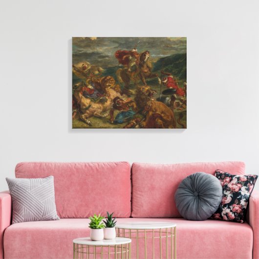 Eugene Delacroix - Lion Hunt Canvas Afdruk (Insitu (Woonkamer))