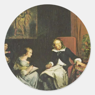 Eugene Delacroix: Milton gedicteerd aan zijn docht Ronde Sticker