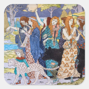 Eugene Grasset - Harmony Decorative Panel Vierkante Sticker