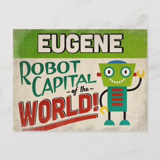 Eugene Oregon Robot - Funny  Briefkaart (Voorkant)