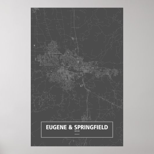 Eugene & Springfield, Oregon (zwart wit) Poster (Voorkant)