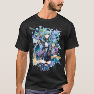 Eula Lawrence Genshin Vaporwave CRT Lage-Resolutie T-shirt