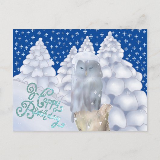 Eule im Schnee Briefkaart (Voorkant)