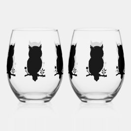 Eule - Scherenschnitt Wijnglas Zonder Voet