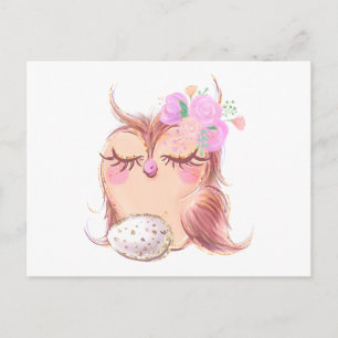 Eule Uhu Eier owl egg Briefkaart