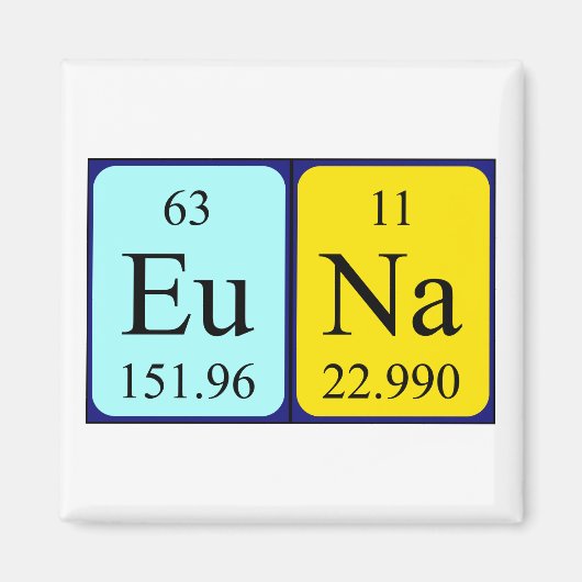Euna periodieke table name magnet magneet (Voorkant)