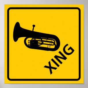 Euphonium Crossing Highway Sign Poster