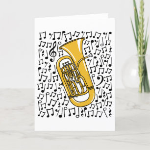 Euphonium Musical Notes Messing Musicus Feestdagen Kaart
