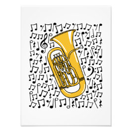 Euphonium Musical Notes Messing Musicus Foto Afdruk
