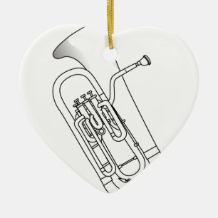 Euphonium Redwork Keramisch Ornament