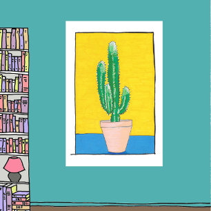 Euphorbia Cactus tekening, eenvoudig, modern, eige Poster
