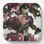 Euphoria Zwart Bloemen Bruiloft Papier Borden Papieren Bordje (Voorkant)