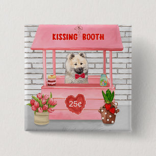 Eurasier Dog Valentijnsdag Kissing Booth Vierkante Button 5,1 Cm
