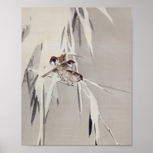 Euraziatische bosbessen op sneeuw, Watanabe Seitei Poster