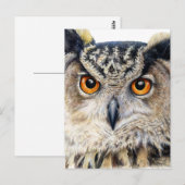 Euraziatische Eagle Owl fine art waterverf briefka Briefkaart (Voorkant / Achterkant)