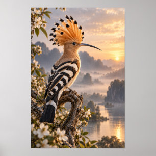 Euraziatische Hop in gouden zonsondergang Wildlife Poster