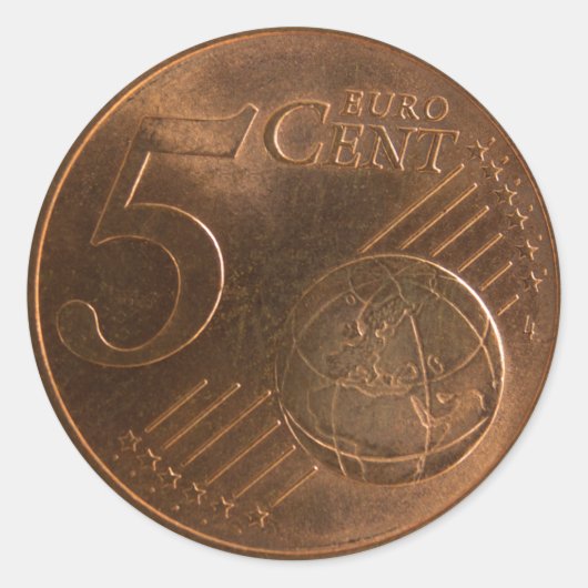 Euro 5 cent Geld Munt Ronde Sticker (Voorkant)
