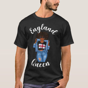 Euro Football Engeland Queen Zwart Meisje Vrouwen T-shirt