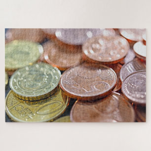 euro munten onder zonnestralen legpuzzel